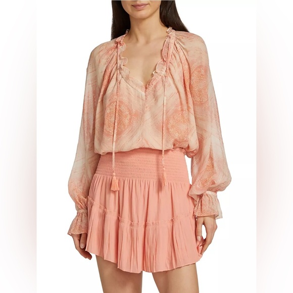 EUC Ramy Brook Lorraine Geometric Silk Blouse - Picture 1 of 11